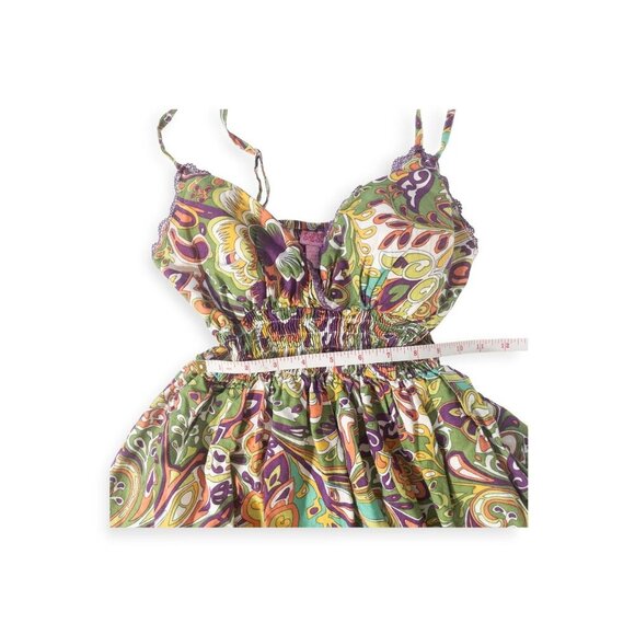 Shes Cool Vintage Y2K Floral Paisley Sundress Cotton Lined Adjustable Straps SZ - Picture 7 of 9